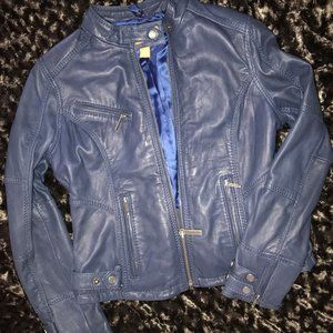 Michael Kors Blue Leather Jacket